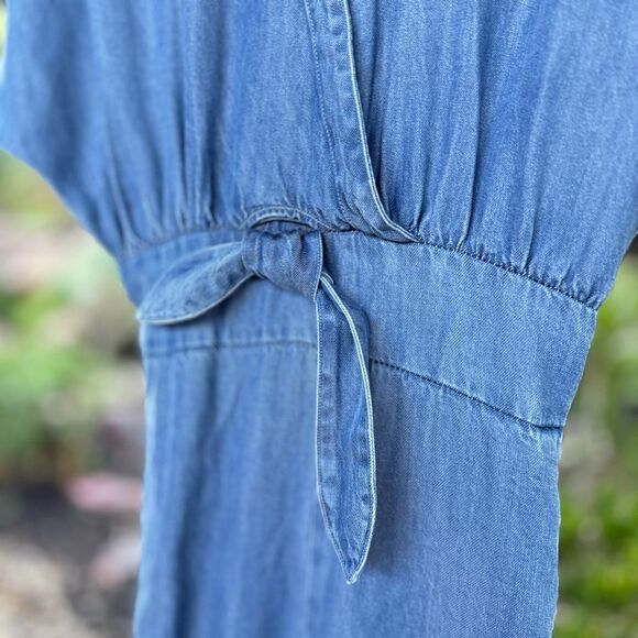 SPLENDID women’s chambray tie jumpsuit neck, tie waist pocket size x-large - Picture 9 of 13